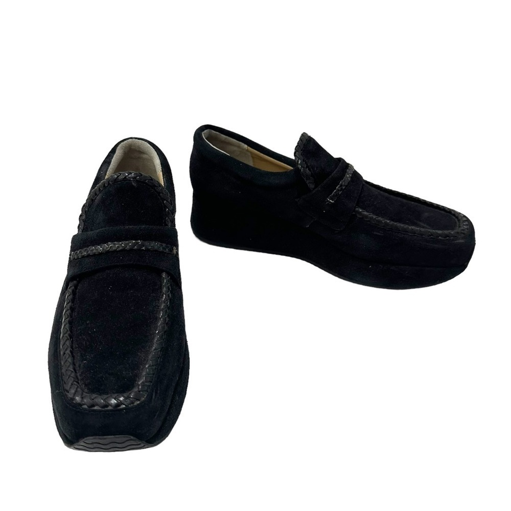 Stephane Kelian Shoes Black Suede Slip On Loafer Y2K 90s platform us 6.5 comfy
